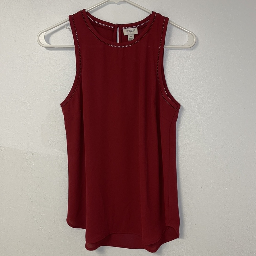 NWT Jcrew red lattice trip solid tank top size 0